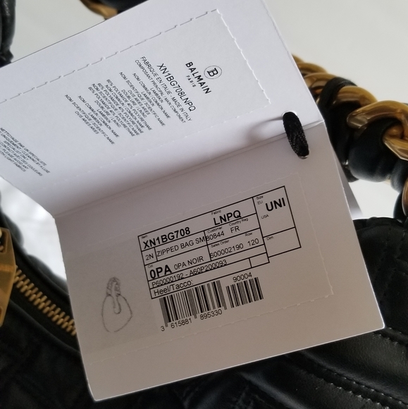 Balmain Mini Pillow Monogram Quilted Leather Hobo Bag Black - Picture 7 of 10